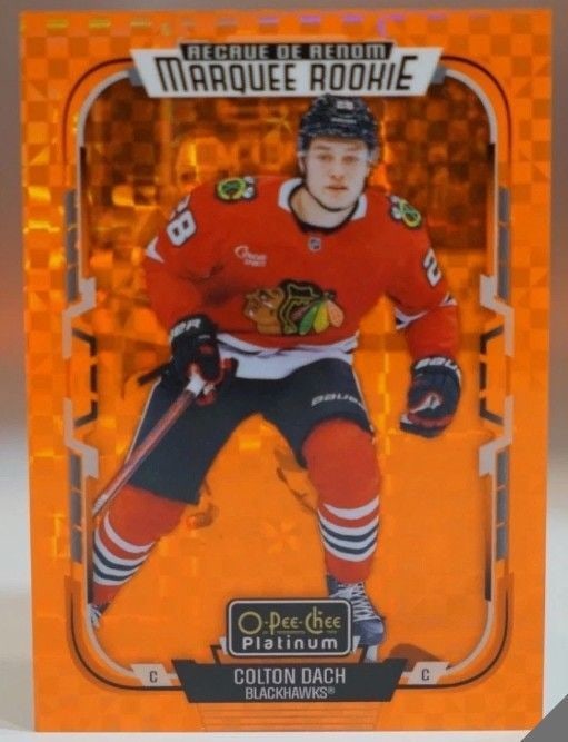 O-Pee-Chee Platinum · Marquee Rookie · #220 · Colton Dach · Orange Checkers · /25